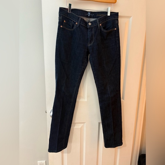7 for all Mankind women’s straight leg dark wash denim size 29 jeans - Picture 1 of 11